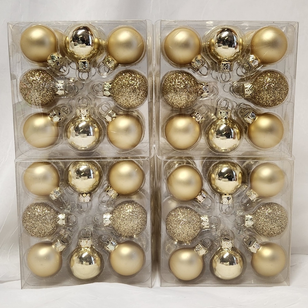 Mini Gold Christmas Tree Ornaments, 4 Packs, Celebrate It Tiny Treasures